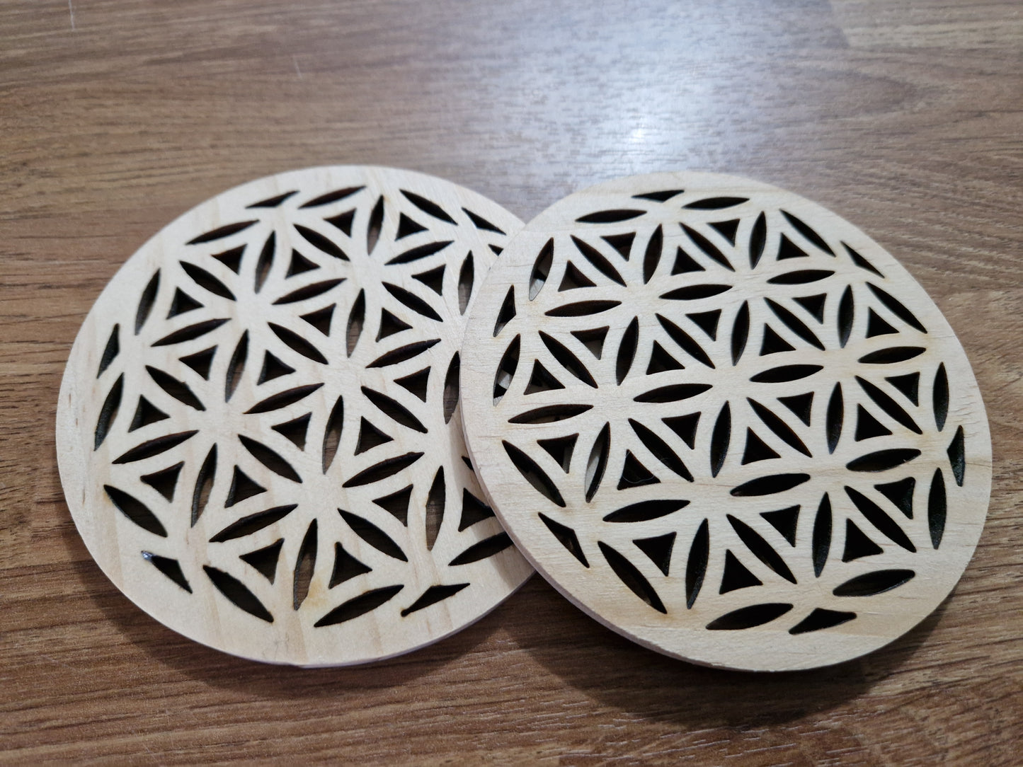 Flower of Life Set Wooden Cut Out Coasters