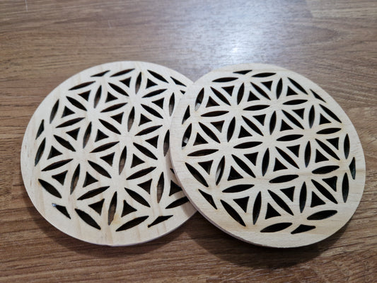 Flower of Life Set Wooden Cut Out Coasters