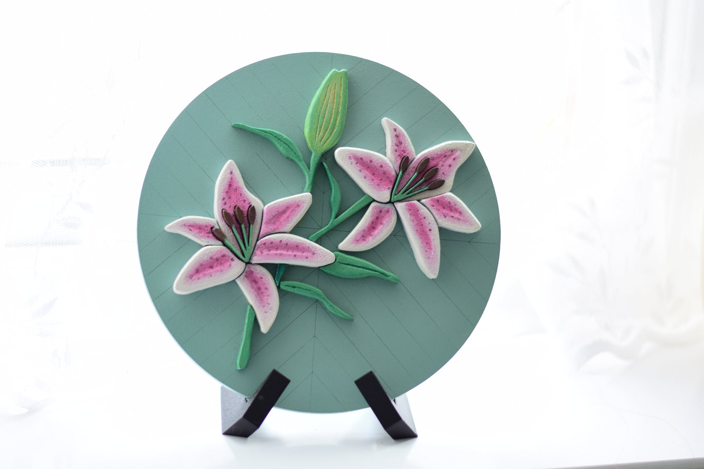 Pink and White Lilies 3D Wood Art