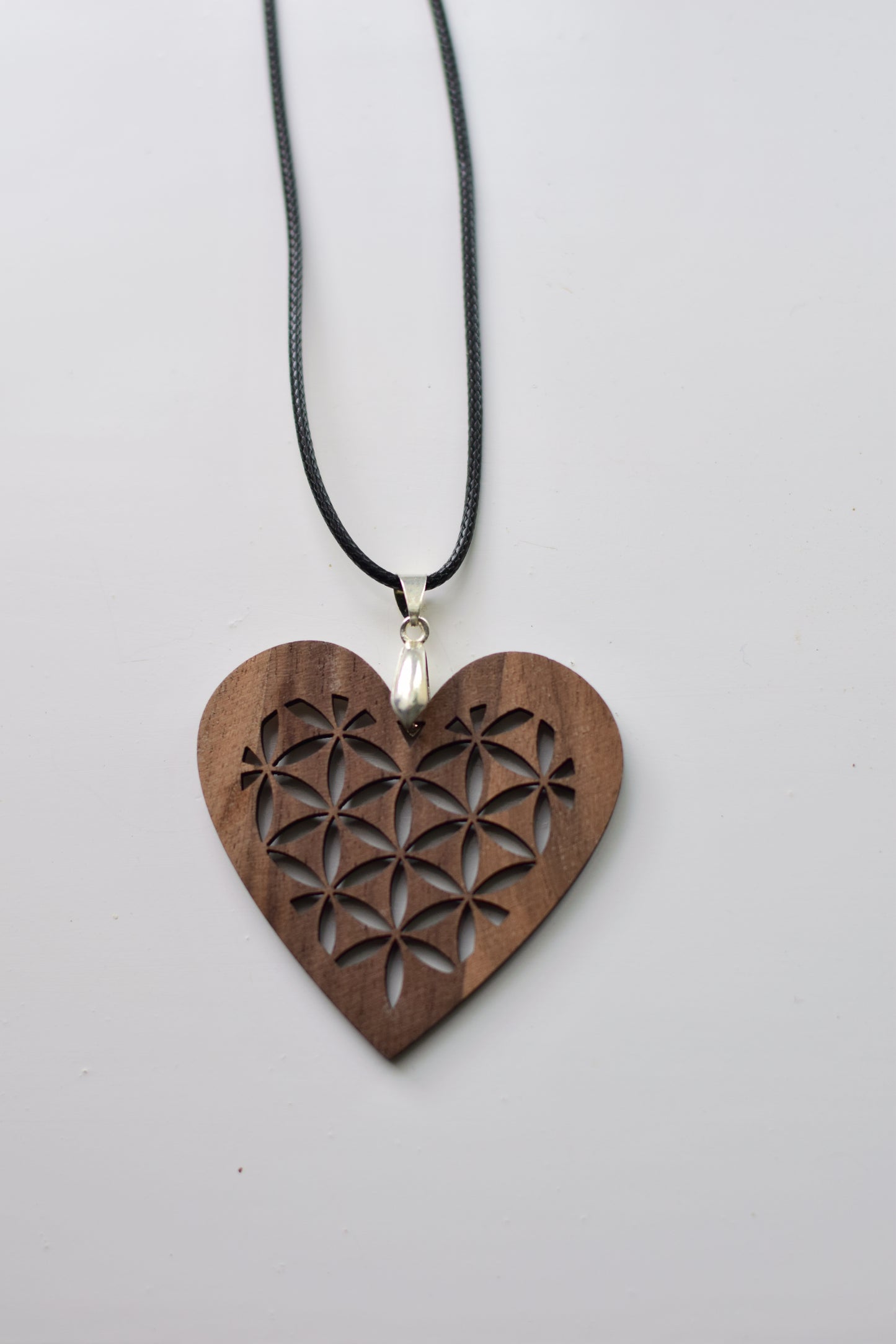Handcrafted Walnut Wood Pendant | Flower of Life & Yin Yang